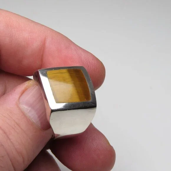 *925 Sterling Silver Tiger eye TibetMen's Ring